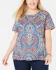 Tommy Hilfiger Women's Plus Size Paisley-Print T-Shirt Red Size 2X - thumbnail