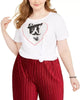Modern Lux Women's Trendy Plus French Bulldog Graphic T-Shirt White Size 1X - thumbnail