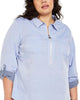 Tommy Hilfiger Women's Plus Size Polka Dot Zip Front Cotton Shirt Blue Size 0X - thumbnail