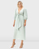 Knotted Tie Front Plunge Linen Dress - thumbnail