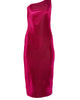 One Shoulder Red Velvet Dress - thumbnail