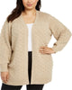 Calvin Klein Women's Plus Popcorn Cardigan Sweater Brown Size 0X - thumbnail
