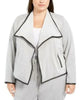 Calvin Klein Women's Plus Contrast-Trim Flyaway Jacket Grey Size 1X - thumbnail