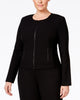 Calvin Klein Women's Plus Fit Solutions Zip Front Jacket Black Size 16W - thumbnail