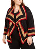 Anne Klein Women's Plus Colorblocked Cardigan Sweater Black Size 1X - thumbnail