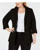 Calvin Klein Women's Plus Open Front Roll Tab Sleeves Topper Jacket Black Size 14W - thumbnail