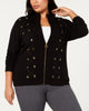 Belldini Women's Label Plus Laced Grommet Detail Sweater Black Size 1X - thumbnail