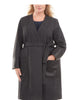 Calvin Klein Women's Plus Faux Leather Trim Jacket Gray Size 16W - thumbnail