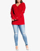 City Chic Women's Trendy Plus Size Grommet-Sleeved Sweater Red Size Petite Small - thumbnail
