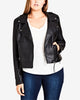 City Chic Women's Trendy Plus Size Biker Jacket Black Size Petite Small - thumbnail