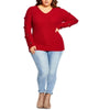 City Chic Women's Trendy Plus Grommet Sleeved Sweater Red Size XS - thumbnail