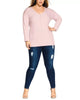 City Chic Women's Trendy Plus V Neck Sweater Pink Size 20W - thumbnail