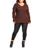 City Chic Women's Trendy Plus Grommet-Sleeved Sweater Nutmeg Size XS - thumbnail