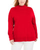 Karen Scott Women's Plus Size Cotton Mock-Neck Sweater Bright Red Size 0X - thumbnail