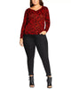 City Chic Women's Trendy Plus Leopard-Print Sweater Red Size 20W - thumbnail