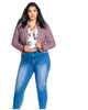 City Chic Women's Trendy Plus Cropped Faux Leather Moto Jacket Rosewood Size 14W - thumbnail