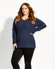 City Chic Women's Trendy Plus Size Grommet-Sleeved Sweater Dark Blue Size 24W - thumbnail