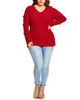 City Chic Women's Trendy Plus Size Grommet-Sleeved Sweater Medium Red Size 18W - thumbnail