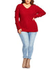 City Chic Women's Trendy Plus Size Grommet-Sleeved Sweater Red Size 22W - thumbnail