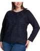 Tommy Hilfiger Women's Plus Lace Front Sweater Blue Size 2X - thumbnail