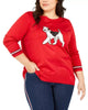 Tommy Hilfiger Women's Plus Knit Dog Graphic Sweater Medium Red Size 1X - thumbnail