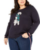 Tommy Hilfiger Women's Plus Size Knit Dog Graphic Sweater Blue Size 3X - thumbnail