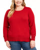Michael Kors Women's Plus Lace Up Sleeves Ribbed Trim Sweater Red Size0X - thumbnail