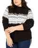 Tommy Hilfiger Women's Plus Size Fair Isle Mock-Neck Sweater Gray Size 2X - thumbnail
