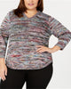 NY Collection Women's Plus Knit V Neck Sweater Black Size 3X - thumbnail