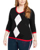 Tommy Hilfiger Women's Plus Cotton V Neck Argyle Sweater Purple Size 1X - thumbnail