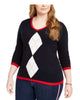 Tommy Hilfiger Women's Plus Argyle Cotton Sweater Navy Size 3X - thumbnail