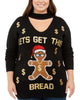 Ultra Flirt Women's Trendy Plus Lets Get This Bread Choker Sweater Black Size 2X - thumbnail