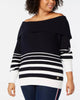 Tommy Hilfiger Women's Plus Striped Off-The-Shoulder Cotton Sweater Black/White Size 3X - thumbnail