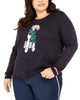 Tommy Hilfiger Women's Plus Size Knit Dog Graphic Sweater Blue Size 1X - thumbnail
