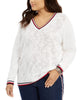 Tommy Hilfiger Women's Plus Size Ivy Pointelle Sweater White Size 1X - thumbnail