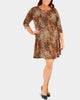 NY Collection Women's Plus Size Keyhole Ring Dress Brown Size 1X - thumbnail