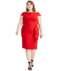 Sl Fashions Women's Plus Size Off-The-Shoulder Sheath Dress Red Size 14 - thumbnail