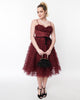 Unique Vintage Burgundy & Black Polka Dot Tulle Cupcake Swing Dress - thumbnail