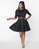 Unique Vintage Black & Gold Star Fit & Flare Dress - thumbnail