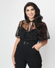 Unique Vintage Black Flocked Moon & Stars Clarke Capelet - thumbnail