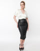 Unique Vintage Black Faux Leather Sailor Sierra Pencil Skirt - thumbnail