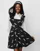 Unique Vintage Black & White Bats Ruffle Pinafore - thumbnail