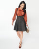 Unique Vintage Black Denim Suspender Flare Skirt - thumbnail