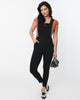 Unique Vintage Black Skinny Leg Overalls - thumbnail