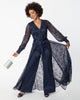 Unique Vintage Navy Sparkle Lace Jumpsuit & Skirt Overlay - thumbnail