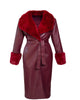 Faux Fur Collar & Leather Wrap Coat - thumbnail