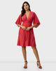 Plunge linear graphic print cotton voile dress - thumbnail