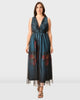 Sheer tulle overlay floral print dupioni dress - thumbnail