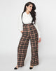 Unique Vintage Black & Burgundy Plaid High Waist Suspender Pants - thumbnail