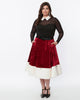 Unique Vintage Red Velvet & White Faux Fur Jingle Bell Swing Skirt - thumbnail